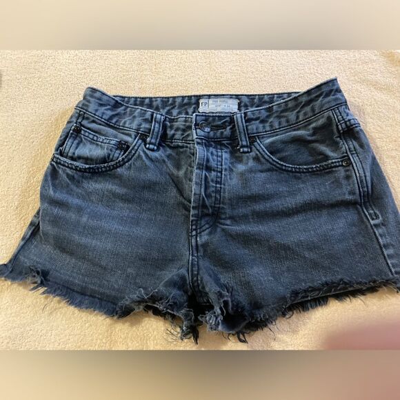 Free People Navy Blue Button Up Short Size 26 - Picture 1 of 8